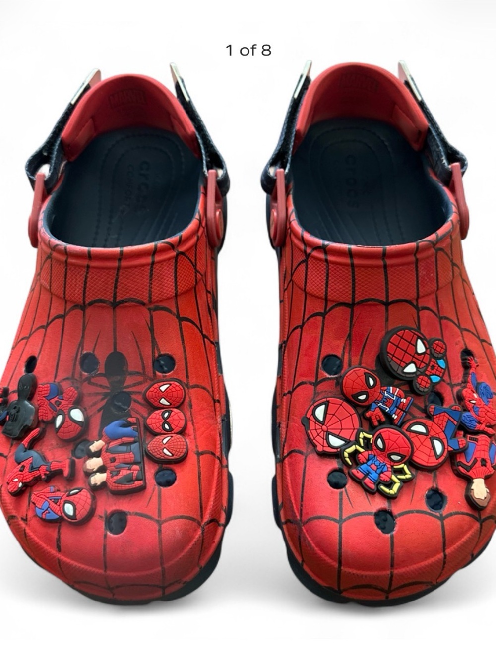 CROCS Men’s spider-man slip on sandals w/straps. Sz US 9 Men’s US 11 Women’s